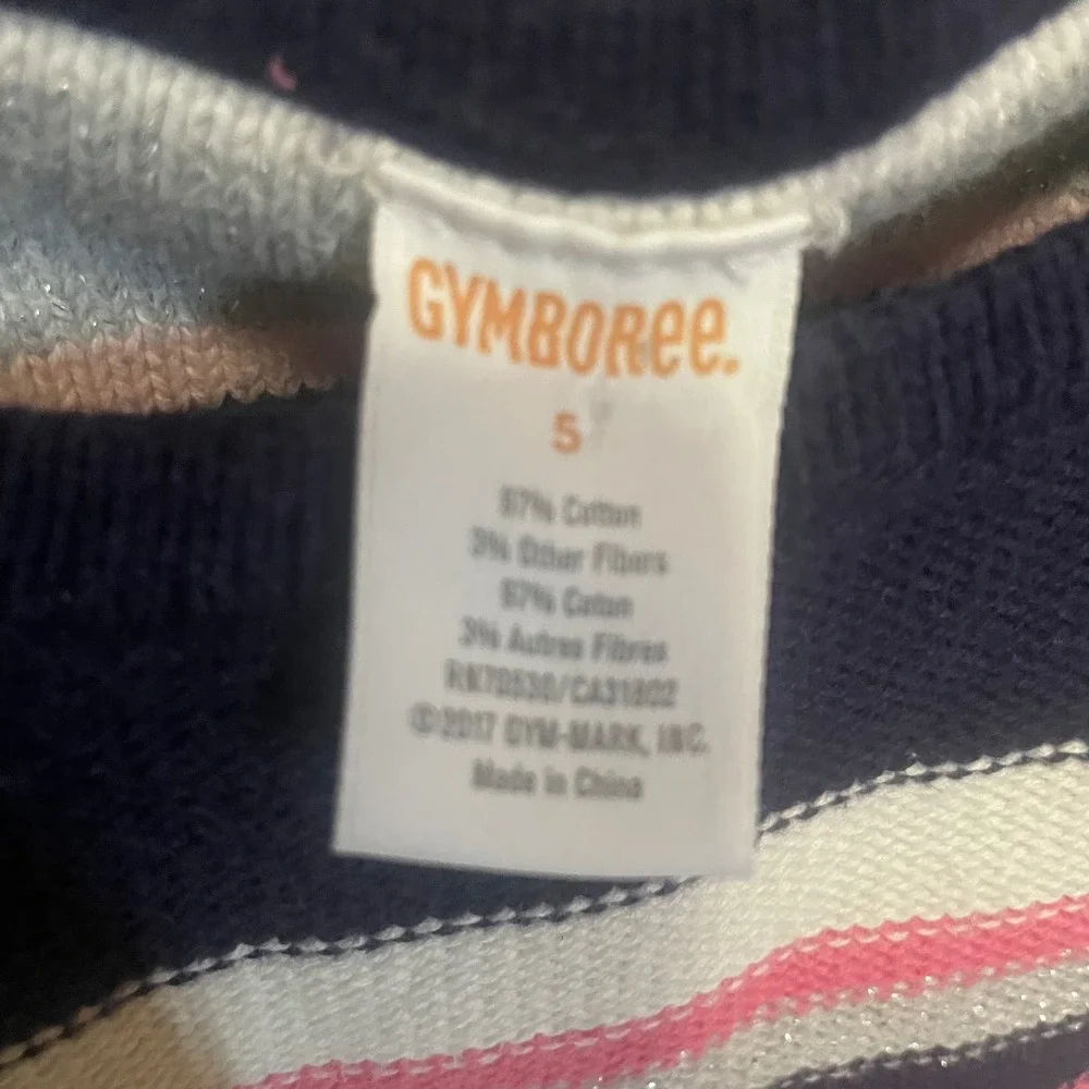 Gymboree Girls Size 5 Striped Sweater Dress Pink Navy Blue Metallic Sparkle Knit